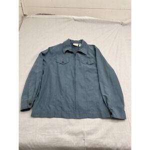 Alfred Dunner Woman Teal Jacket Full Zip Button Flaps Long Sleeve Plus Size 20W